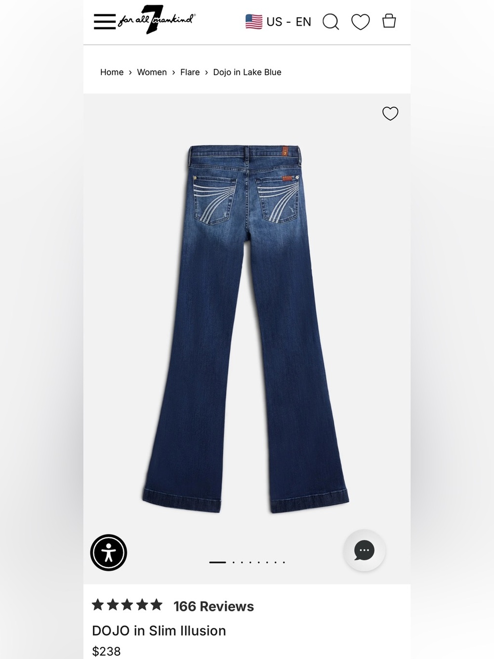NWOT 7 For All Mankind Premium Japanese Denim DOJO Flare Jeans in Slim Illusion